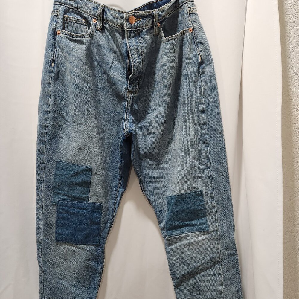 Boyfriend patchwork oversized denim blue jeans